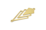Brass Triangle Charm, 6 Raw Brass Diamond Charms With 2 Loops (51x22x1mm) M01149