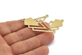 Brass Triangle Charm, 6 Raw Brass Diamond Charms With 2 Loops (51x22x1mm) M01149