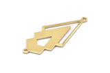Brass Triangle Charm, 6 Raw Brass Diamond Charms With 2 Loops (51x22x1mm) M01154
