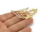 Brass Triangle Charm, 6 Raw Brass Diamond Charms With 2 Loops (51x22x1mm) M01152