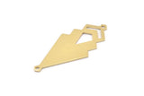 Brass Triangle Charm, 6 Raw Brass Diamond Charms With 2 Loops (51x22x1mm) M01148