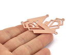 Copper Triangle Charm, 4 Raw Copper Diamond Charms With 2 Loops (51x22x1mm) M01138