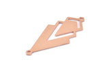 Copper Triangle Charm, 4 Raw Copper Diamond Charms With 2 Loops (51x22x1mm) M01131