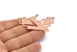 Copper Triangle Charm, 4 Raw Copper Diamond Charms With 2 Loops (51x22x1mm) M01131