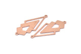 Copper Triangle Charm, 4 Raw Copper Diamond Charms With 2 Loops (51x22x1mm) M01132