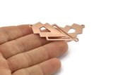 Copper Triangle Charm, 4 Raw Copper Diamond Charms With 2 Loops (51x22x1mm) M01132