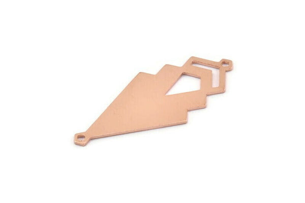 Copper Triangle Charm, 4 Raw Copper Diamond Charms With 2 Loops (51x22x1mm) M01135