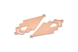 Copper Triangle Charm, 4 Raw Copper Diamond Charms With 2 Loops (51x22x1mm) M01135