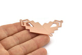 Copper Triangle Charm, 4 Raw Copper Diamond Charms With 2 Loops (51x22x1mm) M01135