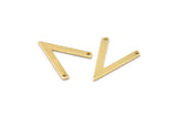 Brass V Shape, 24 Raw Brass V Shaped Charms With 2 Holes (23x19x1mm) M01168