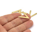 Brass V Shape, 24 Raw Brass V Shaped Charms With 2 Holes (23x19x1mm) M01168