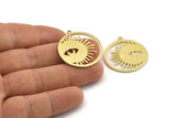 Brass Eye Charm, Raw Brass Eye Charms With 1 Loop, Pendants (30x28x1mm) N1453