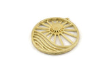 Brass Sun Charm, Raw Brass Sun Charms With 1 Loop, Findings (30x28mm) N1482