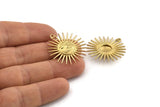 Brass Sun Charm, 2 Raw Brass Sun Charms With 1 Loop, Findings (30x28mm) N1480
