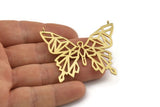 Brass Butterfly Charm, 2 Raw Brass Butterfly Charms With 2 Loops, Pendants (51x44x1.2mm) N1465