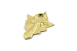 Brass Badge Charm, Raw Brass Rosette Pendants With 1 Loop - Pad Size 10mm (36x27mm) N1483
