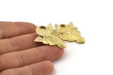 Brass Badge Charm, Raw Brass Rosette Pendants With 1 Loop - Pad Size 10mm (36x27mm) N1483