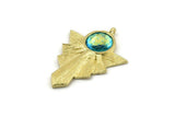 Brass Badge Charm, Raw Brass Rosette Pendants With 1 Loop - Pad Size 10mm (36x27mm) N1483