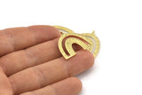 Brass Charm, Raw Brass, Brass Pendants, Charm Pendants, Brass U Shape Charms With 1 Loop (25x23x1.2mm) N1461