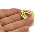 Brass Charm, Raw Brass, Brass Pendants, Charm Pendants, Brass U Shape Charms With 1 Loop (24x22x1.2mm) N1471