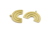 Brass Charm, 4 Raw Brass, Brass Pendants, Charm Pendants, Brass Semi Circle Charms With 1 Loop (25x19x1.2mm) N1474