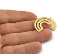 Brass Charm, 4 Raw Brass, Brass Pendants, Charm Pendants, Brass Semi Circle Charms With 1 Loop (25x19x1.2mm) N1474