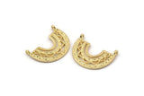 Gold Charm, 2 Gold Plated Brass, Gold Pendants, Charm Pendants, Gold Semi Circle Charms With 2 Loops (24x18x1.2mm) N1451
