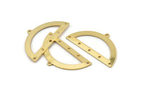 Semi Circle Charm, 2 Gold Plated Brass Half Moon Charms With 6 Holes, Blanks, Connectors (38x20x0.80mm) M506