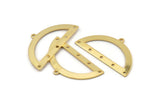 Semi Circle Charm, 2 Gold Plated Brass Half Moon Charms With 6 Holes, Blanks, Connectors (38x20x0.80mm) M506