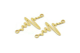 Gold Heart Rhythm Connector, 4 Gold Plated Brass Heart Rhythm Shaped Connectors With 2 Loops (37.5x24x1mm) E067