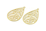 Gold Drop Charm, 4 Gold Plated Brass Drop Shape Charms With 1 Loop, Pendants, Earrings, Findings (47x30mm) E032