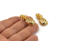 Altın Ananas Kolye, Altın Kaplama Pirinç Ananaslar, Deliksiz (30x13,4x6,3 mm) N0243
