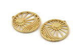 Gold Sun Charm, Gold Plated Brass Sun Charms With 1 Loop, Findings (30x28mm) N1482 H0996