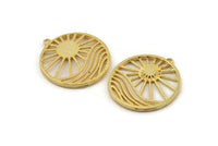 Gold Sun Charm, Gold Plated Brass Sun Charms With 1 Loop, Findings (30x28mm) N1482 H0996
