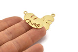 Gold Face Charm, 2 Gold Plated Brass Face Charms With 1 Loop, Pendant Charms (33.5x17x1mm) E023