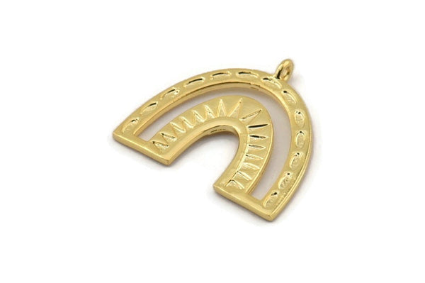 Gold Charm, 2 Gold Plated Brass, Gold Pendants, Charm Pendants, Gold U Shape Charms With 1 Loop (25x23x1.2mm) N1461
