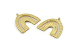 Gold Charm, 2 Gold Plated Brass, Gold Pendants, Charm Pendants, Gold U Shape Charms With 1 Loop (25x23x1.2mm) N1461
