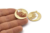 Moon and Sun, Gold Plated Brass, Gold Moon, Gold Sun, Charm Pendant, Gold Pendant, Gold Charm With 1 Loop (32x29x1.2mm) N1354