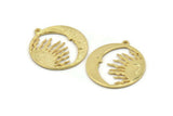Moon and Sun, Gold Plated Brass, Gold Moon, Gold Sun, Charm Pendant, Gold Pendant, Gold Charm With 1 Loop (32x29x1.2mm) N1354