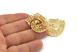 Brass Bird Charm, 2 Raw Brass Bird Charms With 1 Loop, Findings (33x26x1mm) N1476