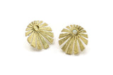 Brass Sun Earring, 4 Raw Brass Rising Sun Flag Stud Earrings - Pad Size 3mm (19x1.2mm) N1435