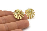 Brass Sun Earring, 4 Raw Brass Rising Sun Flag Stud Earrings - Pad Size 3mm (19x1.2mm) N1435
