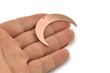 Copper Moon Charm, 4 Raw Copper Crescent Moon Charms With 1 Hole (46x11x0.90mm) M571