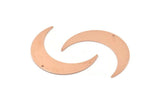 Copper Moon Charm, 4 Raw Copper Crescent Moon Charms With 1 Hole (46x11x0.90mm) M571