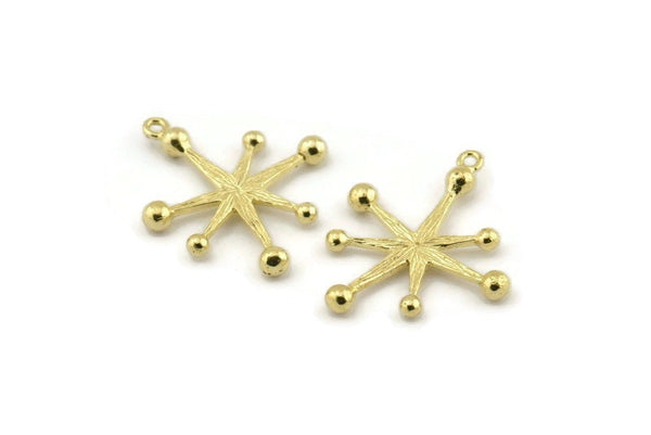 Brass Boom Charm, Raw Brass Boom Charms With 1 Loop (30x26x1mm) N1485