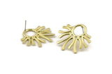 Stud Earring, 2 Raw Brass, Brass Earrings, Brass Stud Earrings (29x27mm) N1484