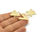 Gold Triangle Charm, Gold Plated Brass Triangle Charms With 1 Loop (49x21x1mm) M01111