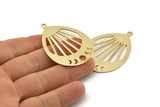 Gold Drop Charm,  Gold Plated Brass Moon Phases Charms With 1 Loop, Pendants (49x36x0.80mm) M1008