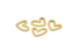 Gold Heart Charm, 10 Gold Plated Brass Heart Connectors, Findings (11x14x1mm) D1195 Q0343