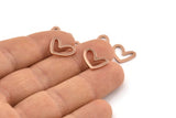 Rose Gold Heart Charm, 10 Rose Gold Plated Brass Heart Connectors, Findings (11x14x1mm) D1195 Q0343